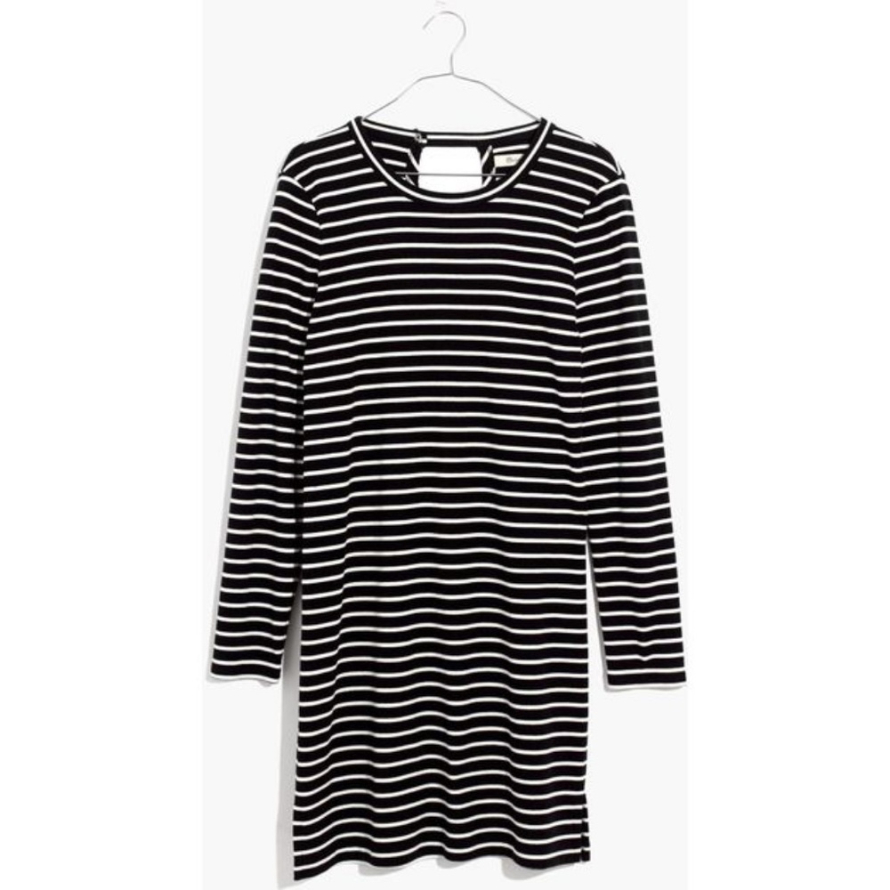 Madewell Striped Keyhole-Back Dress Black & White - Picture 4 of 7